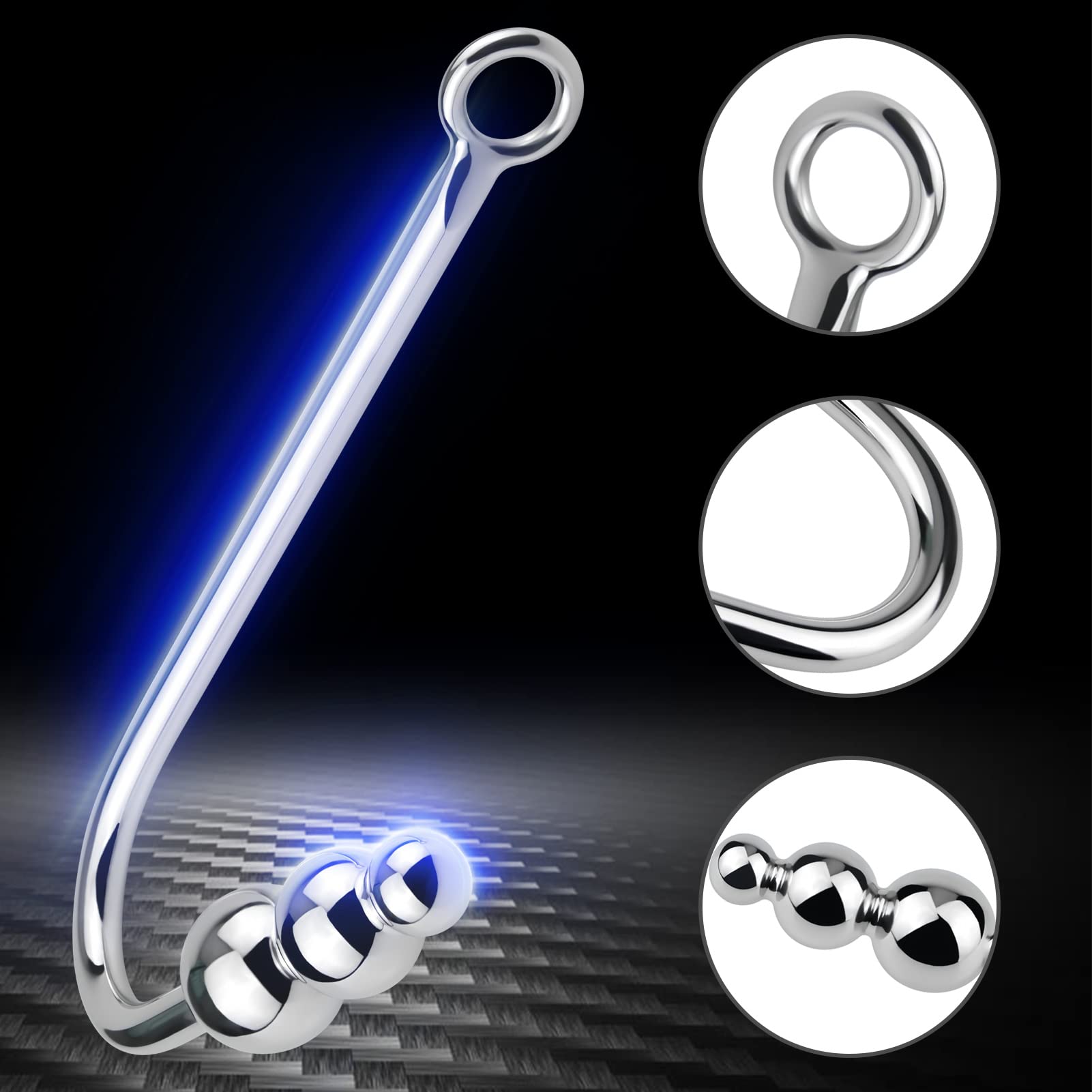 Gancho Anal Masturbación Juguete Sexual, Plug Anal Bondage Juguete Juego Neutro Cuerda Gancho Set 3 Bolas Acero Inoxidable Masturbador Anal Vaginal Para Hombres Y Mujeres