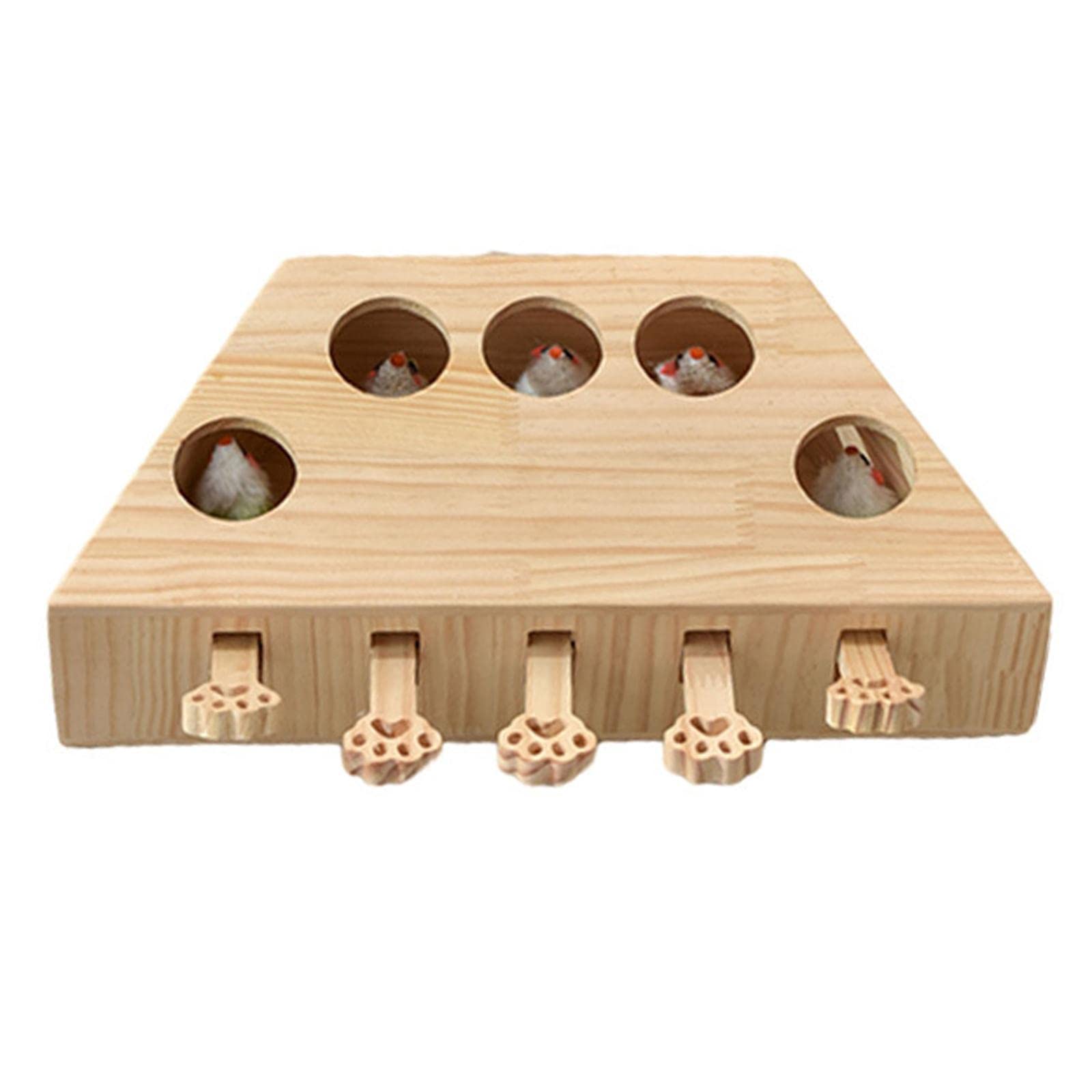 Juguete de madera para gato y hámster, 5 agujeros, para atrapar ratones, ejercicio interactivo