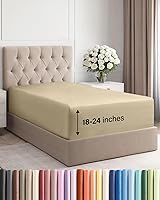 Vista 106 de Sábana bajera extra profunda tamaño Queen – Sábana bajera individual de lujo para hotel solamente – Se adapta fácilmente a colchones de 18 a 24