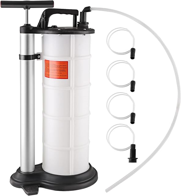 Shoze Manual Vacuum Oil Pump 7L Fluid Extractor Suction Pump Oil Petrol Fuel Transfer with 4 Tubes Oil Pump Manual Vacuum for Cars Motorbikes Marine Engines
