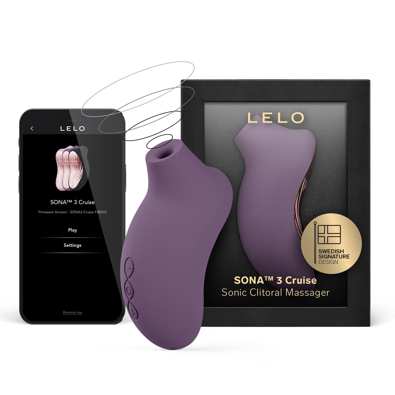 LELO SONA 3 Cruise Masseur Sonique avec Appli Bluetooth, Doté de 12 Modes de Plaisir, Vibromasseur Sex Toys Femme Clitoridien, Sextoyse Femme Clitoridienne, Sextoy, Vibromasseurs Feminin, Plum