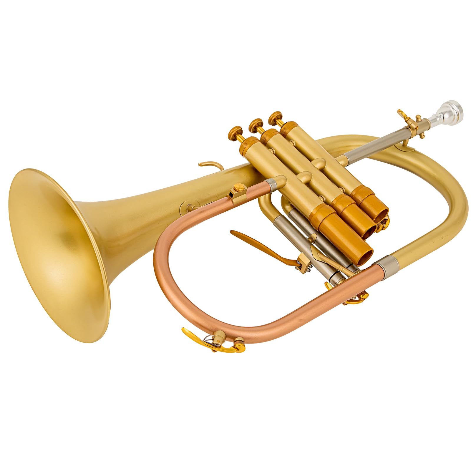 AUROSUS FH8390 flugelhorn jazz model with 155mm brass bell 3rd Valve trigger nickel silver slides matte finish light case mouthpiece for intermediate players high school band (FH-8390)