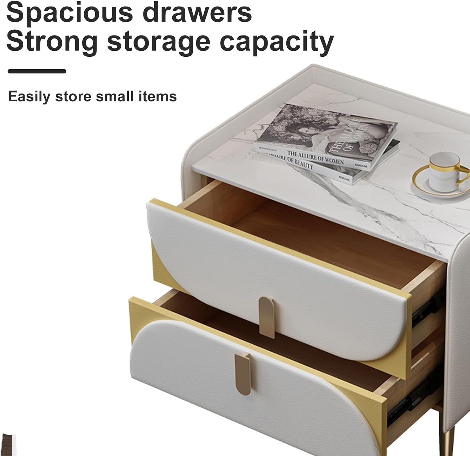 ナイトスタンド、サイドテーブル寝室、引き出し2つ付きナイトスタンド、モダンなナイトスタンド、木製寝室家具、簡単な組み立て (色 :