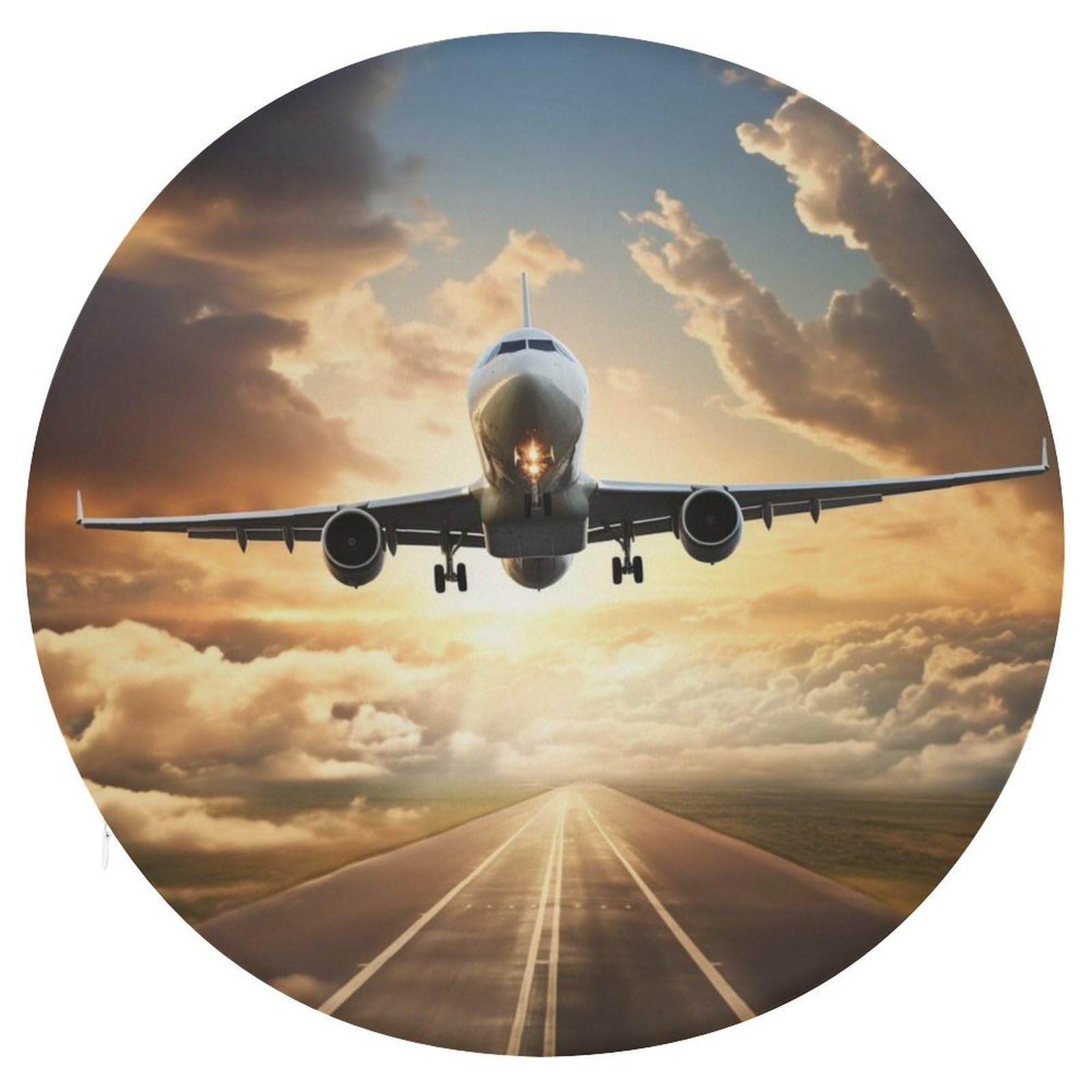 LZQPOEAS Airplane Round Chair Cushion 15 Inch, Detachable Memory Foam Seat Cushion,Circle Stool Cushion, Soft Round Chair Pad with Removable Cover