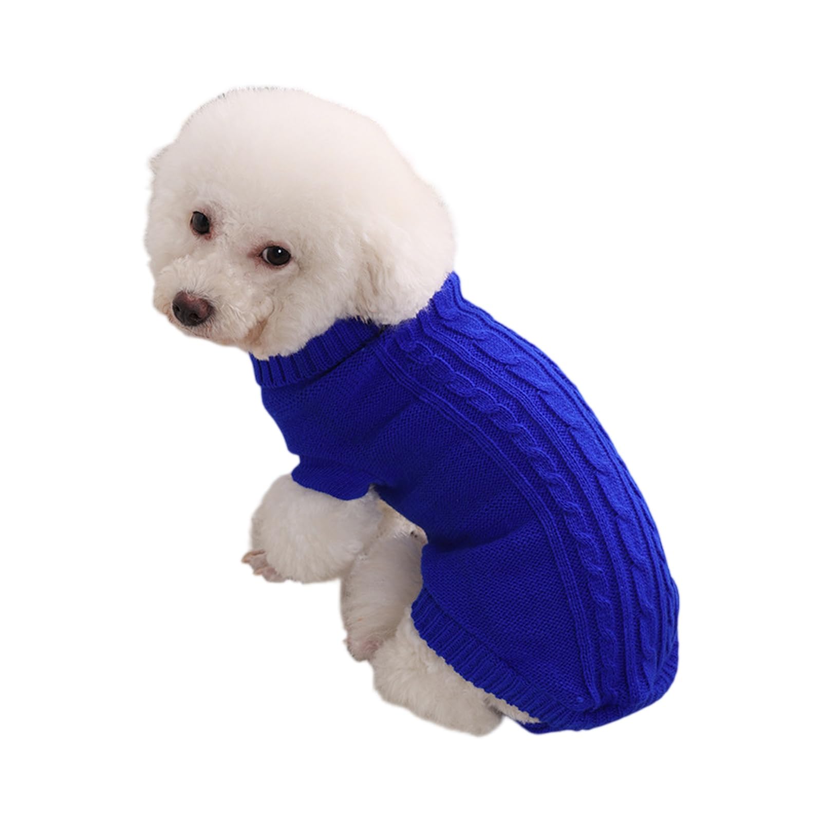 Dog Jumpers Knitted Turtleneck - Cozy Warm Winter Dachshund Jumper, Soft and Breathable Cute Apparel Puppy Twist Striped Vest Dog Clothes for Puppy Kitten (Blue,12)