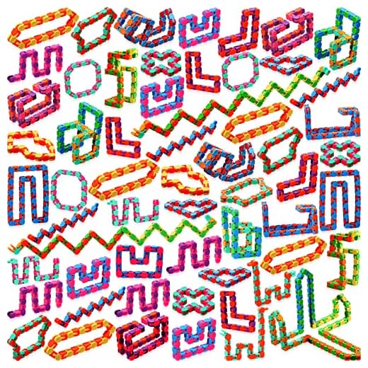 60 Pieces 24 Links of Wacky Track Fidget Toy Fidget Wacky Tracks Colorful Snake Snap Toys Wacky Track Easter Gifts for Kids Adult Autism Stress Relief Therapy Toys Keeps Fingers Busy and Mind Focused