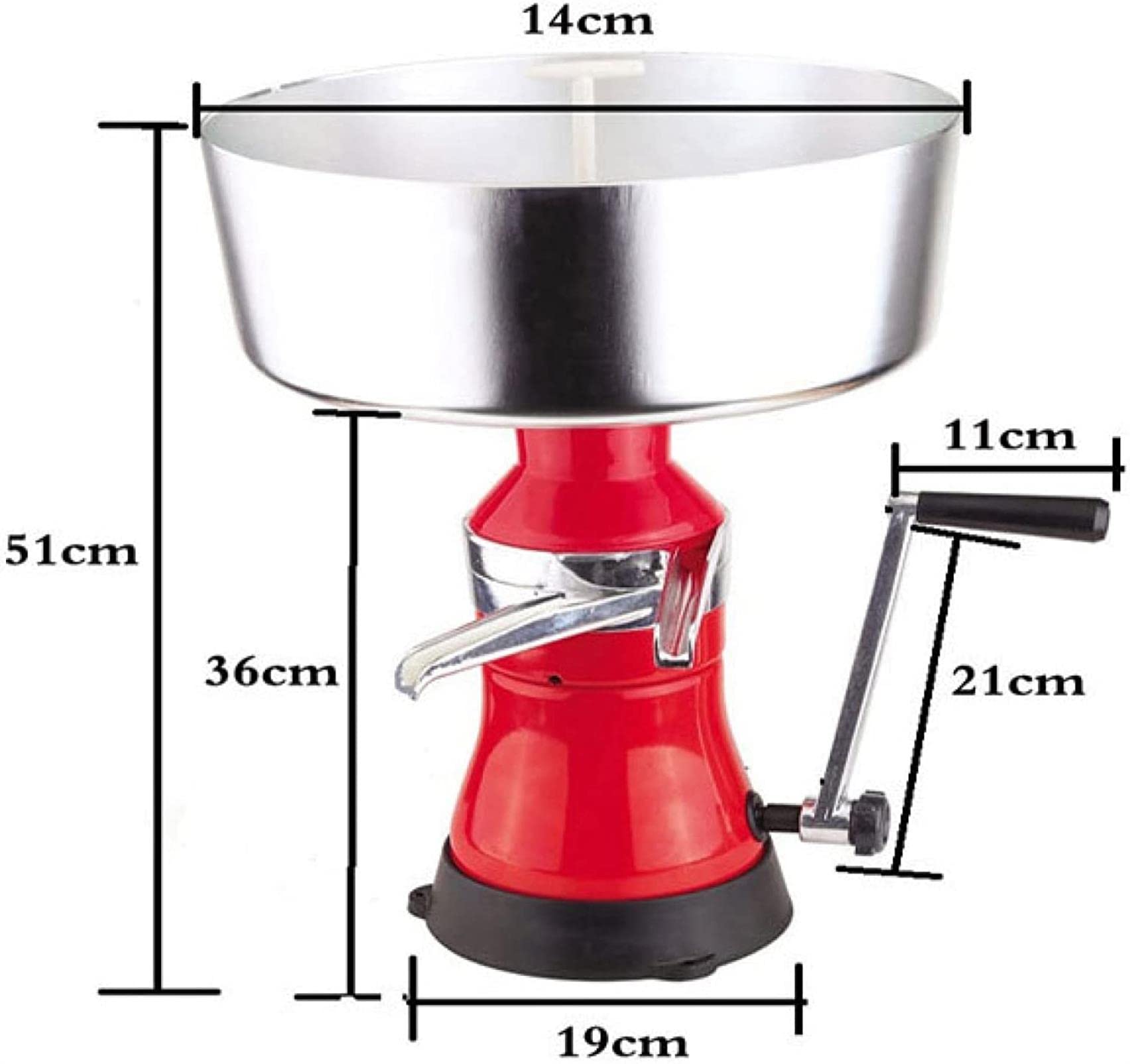 Separador manual de nata/Centrífuga de cocina/Máquina desgrasadora para convertir leche cruda o entera en nata y leche desnatada para leche de oveja, leche de cabra u otros productos lácteos