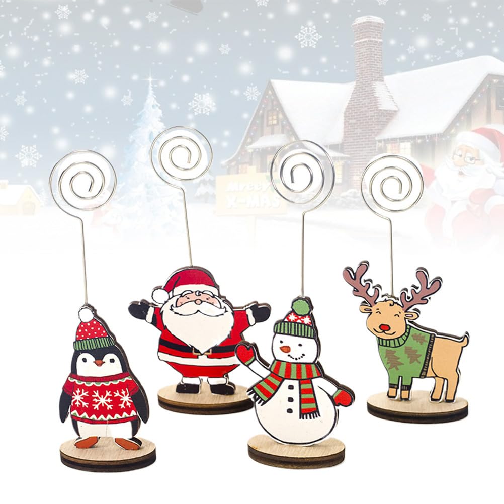 20 Pcs Christmas Wire Card Holder Place Card Holder Table Card Holder for Card Photo Christmas Holiday Wedding Decoration (Style) - Image 4