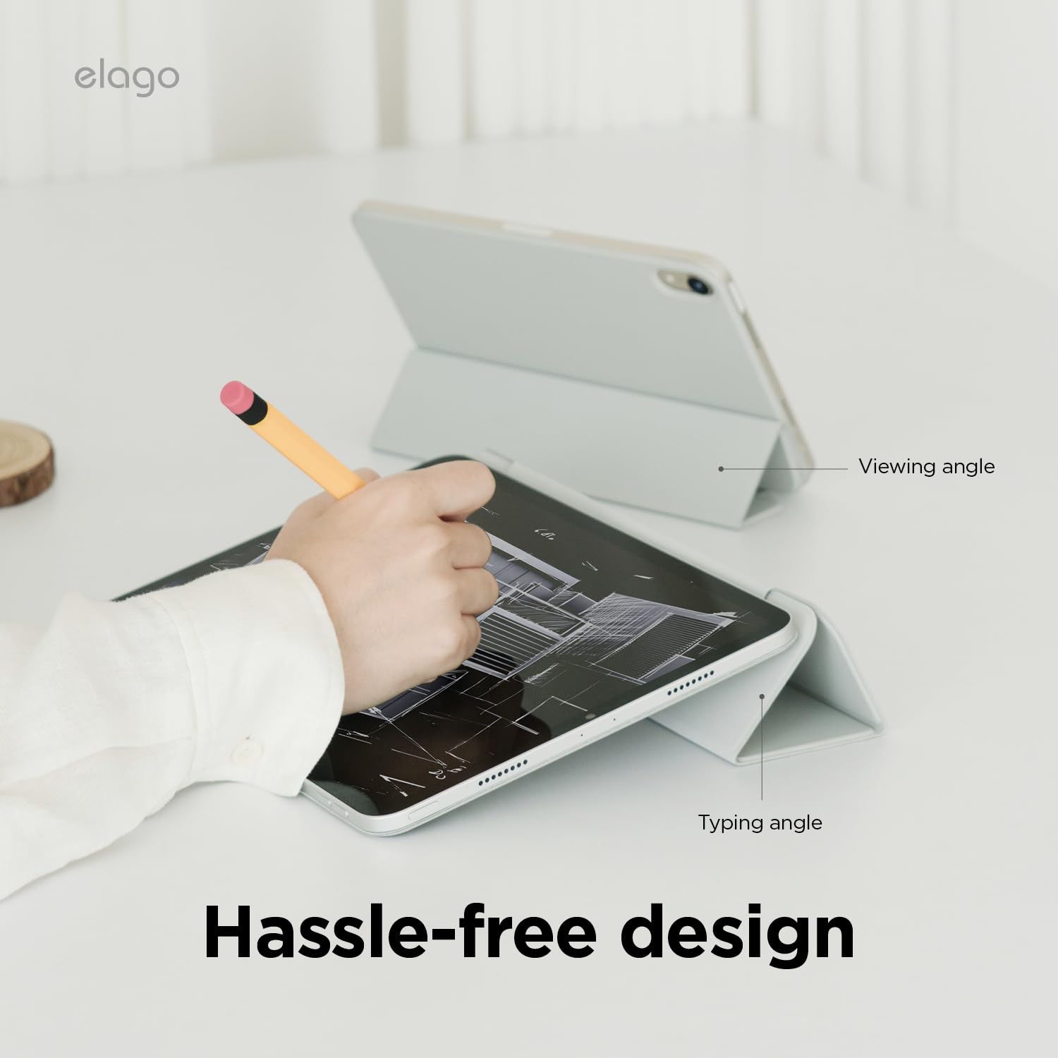 elago Etui Magnetyczne Folio do iPad Pro M5/M4 | Tylna Płyta Może Być Przymocowana do Materiałów Metalowych, Kompatybilna z Apple Pencil 2 (Jasny Szary)