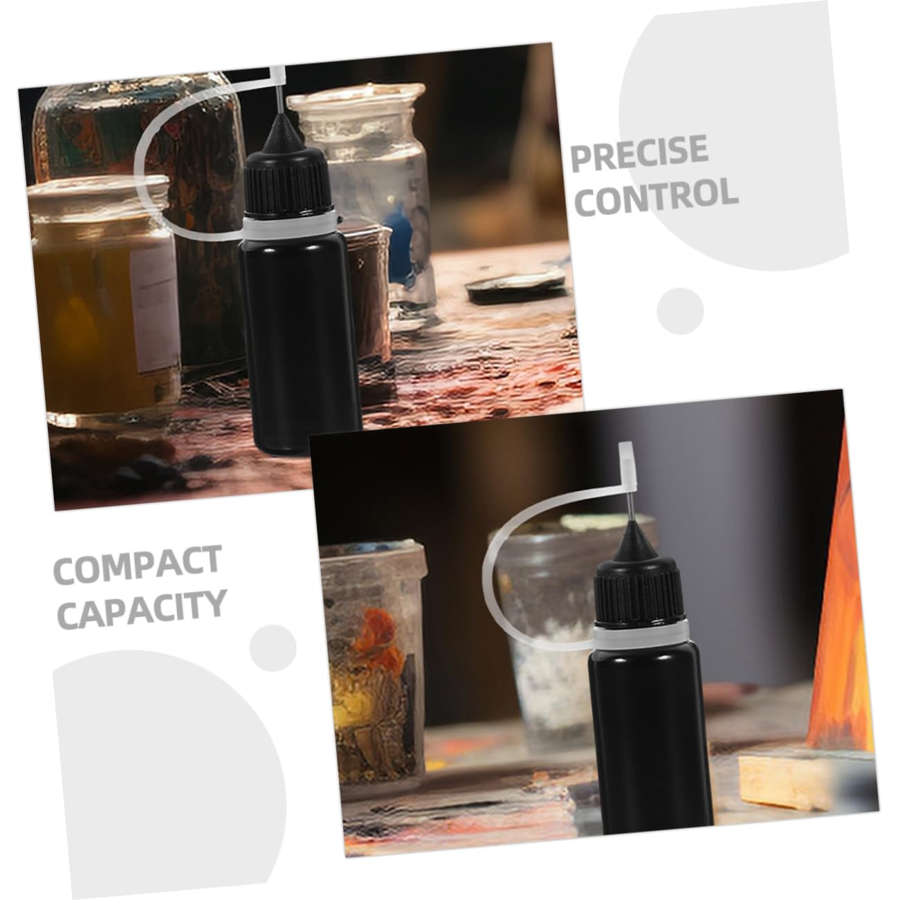 SOLUSTRE 50piezas Botellas De Squeeze Para Glue De Aplicador De Precisión Para Cosméticos y Aceites Botellas Reutilizables De Opaco Control De Dosificación