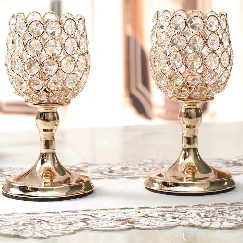 Artemade Pillar Cut Pakeeza Gold Small Urli Bowl Golden Candle Holders Iron Stand Decorative Deepak Candlestick for Dining Room Home Office Table Diwali Decor Pooja Lantern Lamp (Pack of 2, 23X18 Cm)-image-47