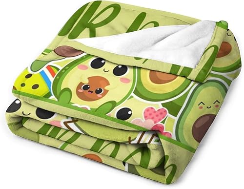 Miniatura 4 de Manta de aguacate personalizada con nombre, 40 x 30 pulgadas, bonita manta para niños, niñas, niños, mantas de felpa suave verde para regazo y silla