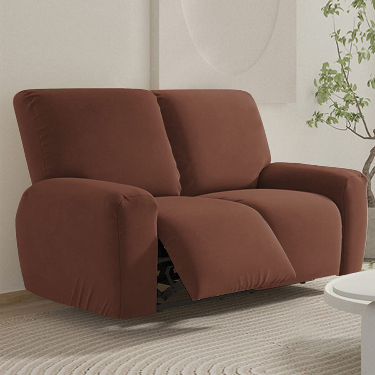 FANSU Recliner Chair Covers 2 Seater for Armchairs with Pockets Stretch Recliner Slipcover for Electric Chair Sofa Covers Furniture Protector for Living Room (2 Seater,brown)