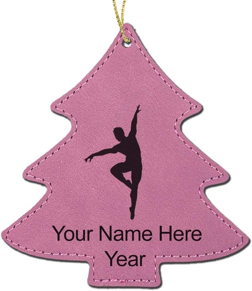 LaserGram Personalized Christmas Ornament, Ballet Dancer Man, Faux Leather, Custom Laser Engraved Gift Idea (Tree Shape, Black)
