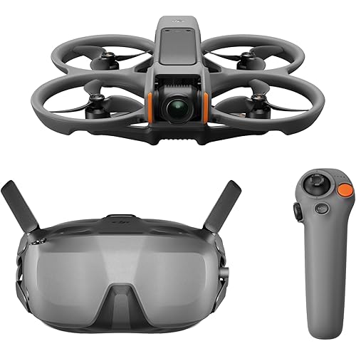 DJI Avata 2 Fly Smart Combo (Single Battery), FPV Drone with Camera 4K, Immersive Experience, One-Push Acrobatics, Built-in Propeller Guard, 155° FOV, Camera Drone with Goggles N3 and RC Motion 3