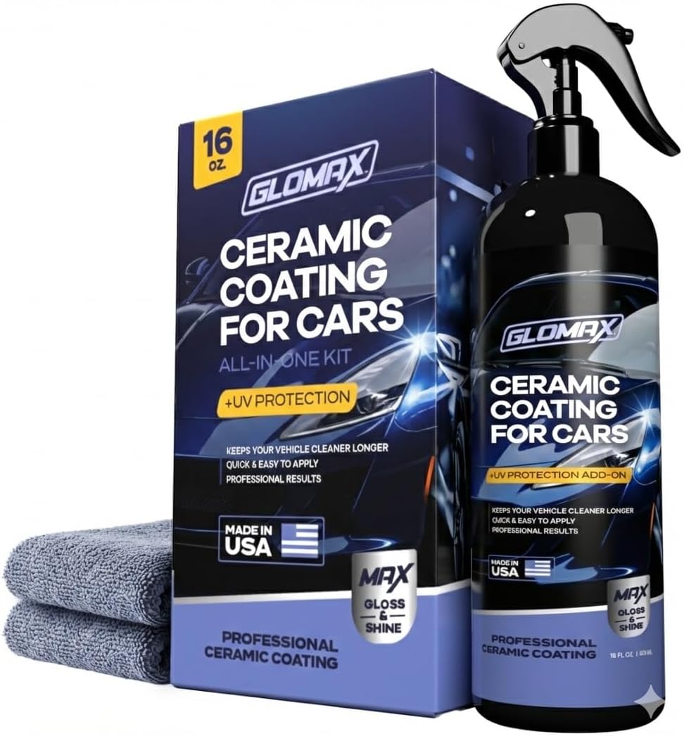 Premium Ceramic Coating for Cars with UV Protection (16 oz) – Extremely Hydrophobic & Slick Car Wax Spray, Long-Lasting, Quick & Easy Application, Maximum Gloss & Shine.