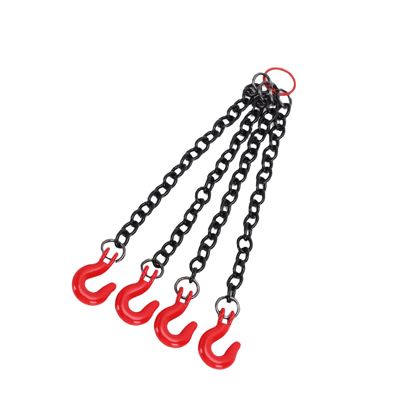 Dilwe RC Tow Chain, 1/10 Scale Metal Simulation Chain with Hooks for Crawler Truck Model Car Upgrade & Customization (Quad Hook)