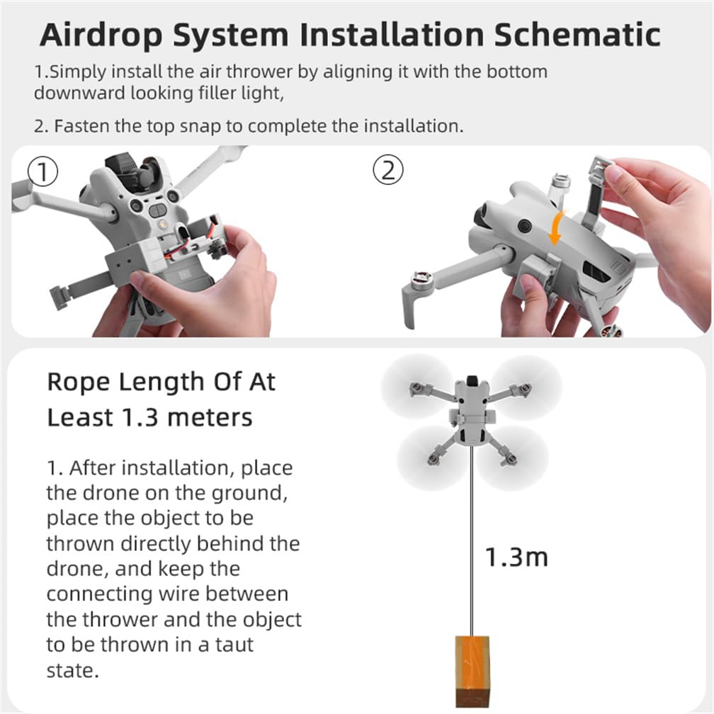 LiLiTok Thrower Airdrop System Compatible avec DJI Mini 4 Pro Télécommande Lumière Senor Livraison et accessoires de drone