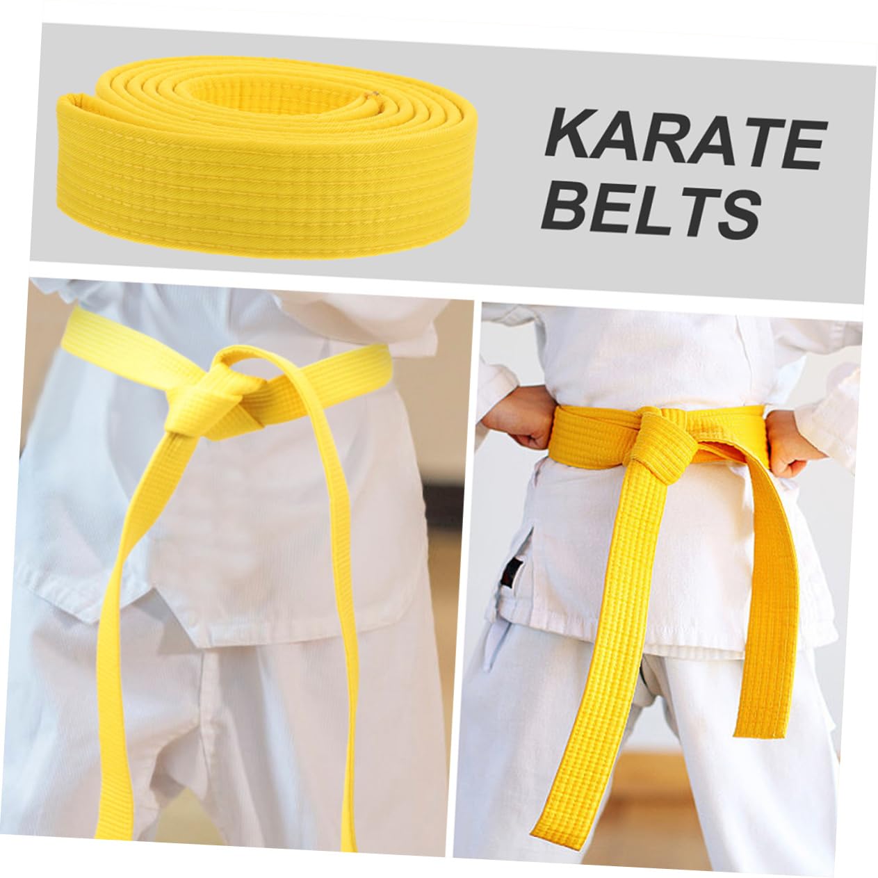 Toddmomy Taekwondo Belt Set 2pcs Multi-Function Karate Belt for Teens Adults White Yellow