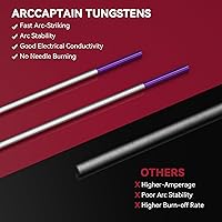 Vista 2 de ARCCAPTAIN Electrodo de soldadura TIG de tungsteno, paquete de 10 unidades de 1/16 x 7 pulgadas (morado, no radiactivo, EWG)