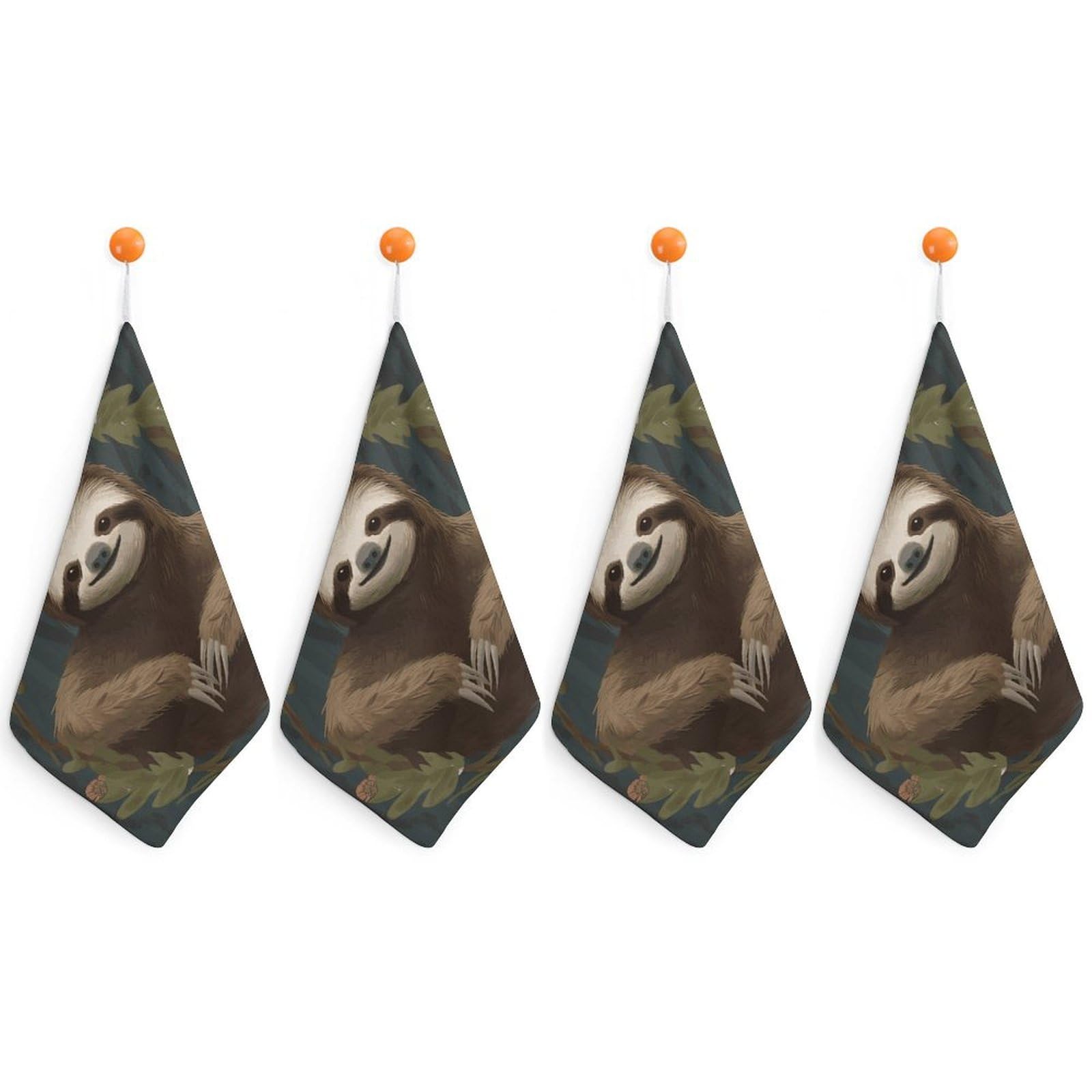 LDGSUPH Sloth Hand Towels Fashion Hand Face Towel with Hanging Strap Absorbent Soft Decorative Towel Fade Resistant Cozy Face Cloths for Kitchen Gym Bathroom Towels 4PCS
