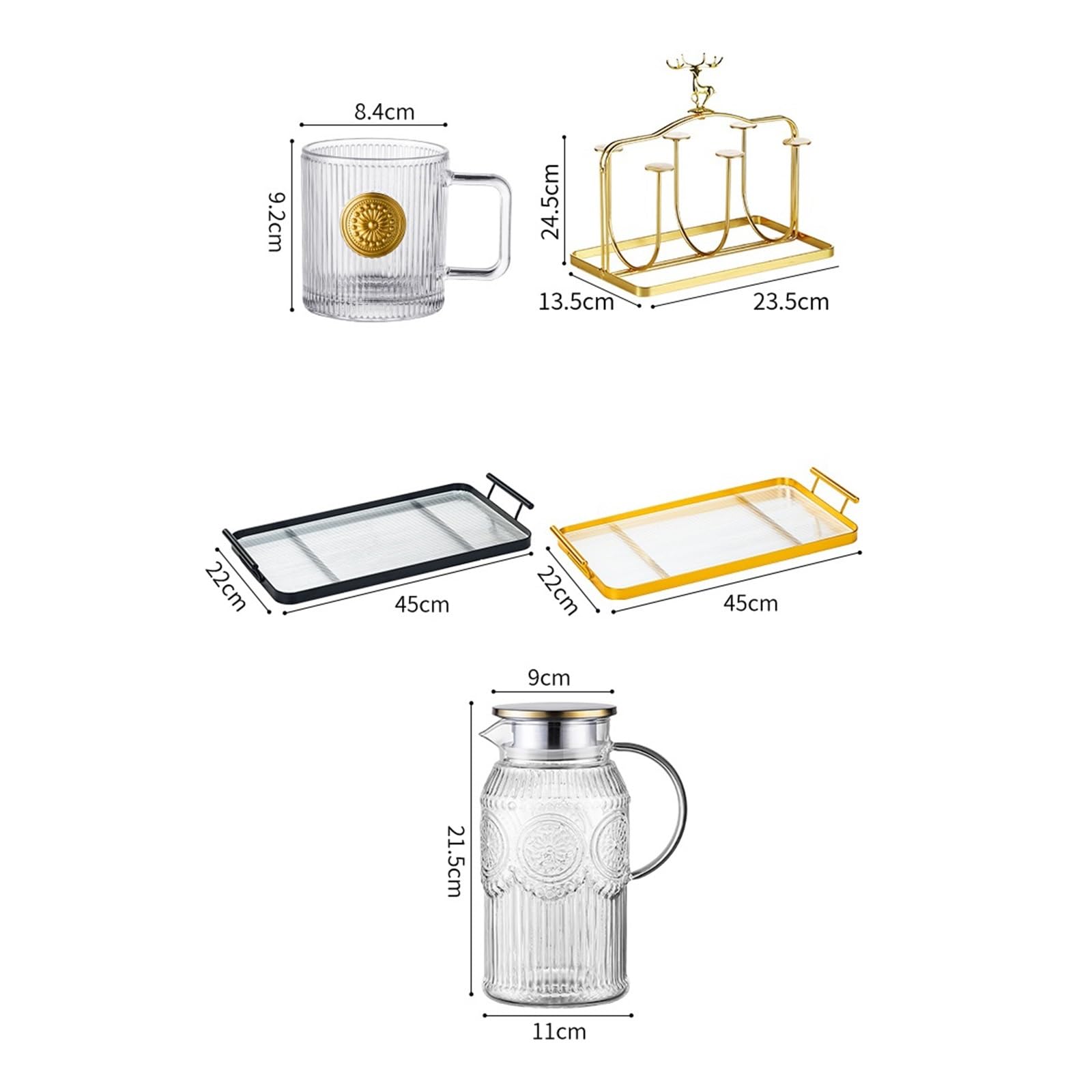 Jarras Agua Juego de taza for beber de girasol for el hogar esperando la taza de té de cristal de la sala de estar olla resistente a altas temperaturas Jarra de Té Helado(B)