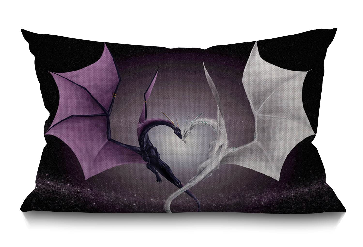 BGBDEIA Double Dragons Love Heart Cotton Linen Decorative Cushion Cover Throw Pillow Case for Couch Sofa Bed,30 x 50 cm 12 X 20 Inches