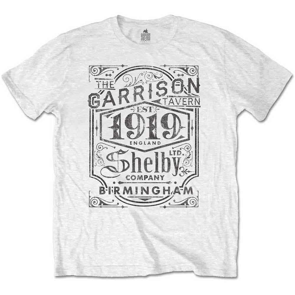 Peaky Blinders Men's Tee: Garrison Pub T-Shirt, White (White White), Large (Size:Large)