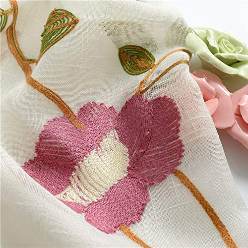 Pureaqu Sheer Curtains Floral Embroidered Curtains For Bedroom 84 Inches Length Rod Pocket Top Voile Curtain Panels Sheer Drapes For Living Room/Kids Room/Dining Room 1 Panel W39 X H84 Inch #TOP5