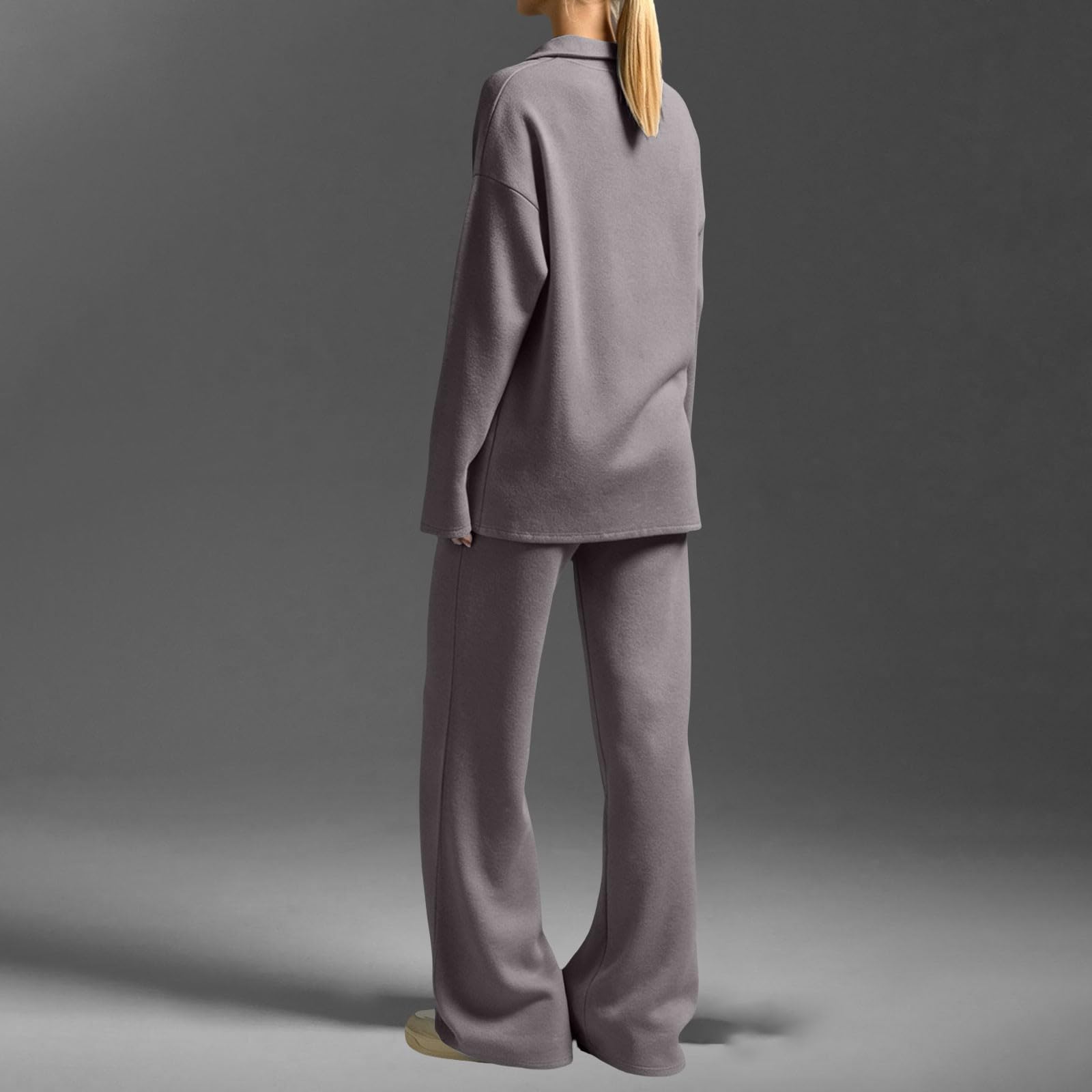 Completi Donna Eleganti 2 Pezzi Completi Da Ginnastica Manica Lunga Scollo a V Tuta Palestra Completo Sportiva Elegante Set Top E Pantaloni a Gamba Larga Tute Per Jogging Fitness Yoga Da Casa Autunno