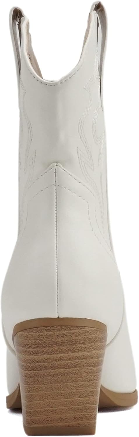 Soda “BLAZING” ~ Women Western Stitched Pointe Toe Low Heel High Top Ankle Shaft Boot Bootie