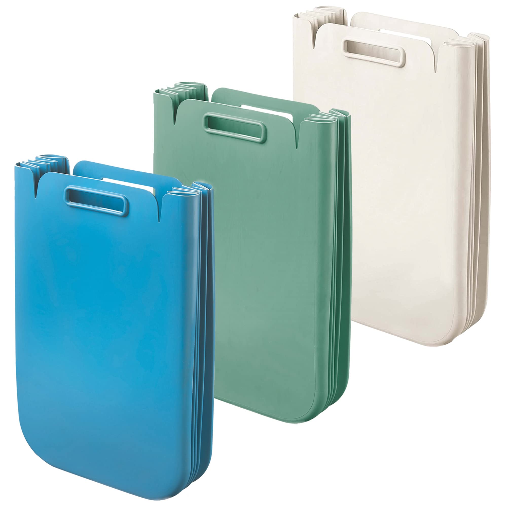 Set di 3 contenitori multiuso pieghevole da 25 litri c/uno (75 l totali), in plastica riciclata, 45 x 30 cm, colore