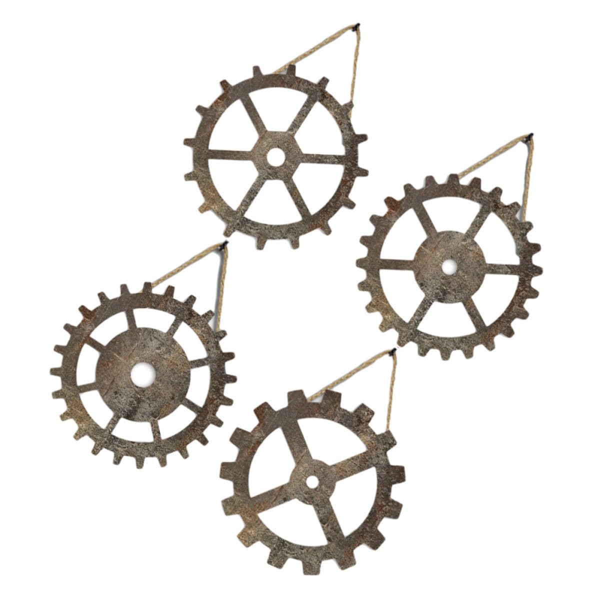 Décoration industrielle rétro engrenages muraux en bois marron aux finitions soignées
