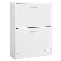 VASAGLE Scarpiera con 2 Ante a Ribalta, Divisore Regolabile e Rimovibile