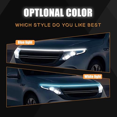 Miniatura 4 de 1 tira de luces LED para exteriores de automóvil, tiras de luz diurna para automóvil, 59 pulgadas, flexible, impermeable, para automóviles, SUV,