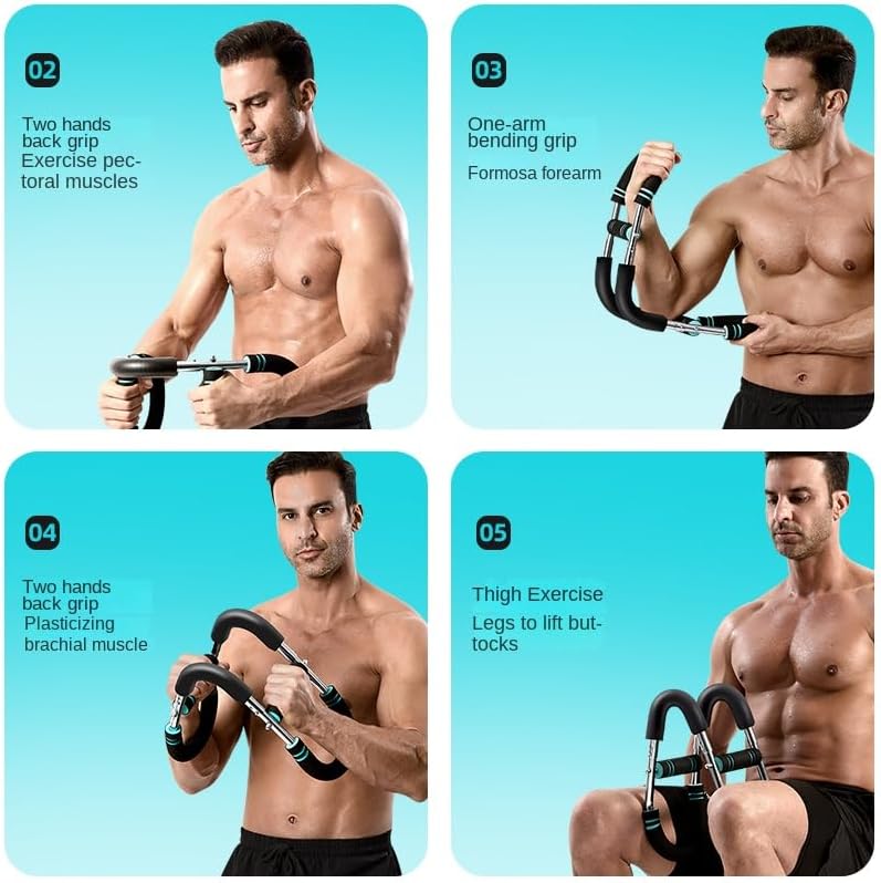 Twister Arm Trainer, Adjustable Power Twister Bar, Chest Workout Equipment for Men, Portable Upper Body Workout Machine, Detachable Spring Resistance Home Fitness Equipment