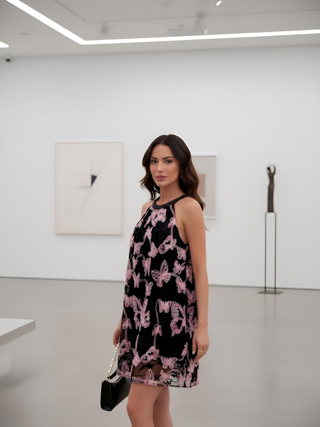 Women's Halter Butterfly Embroidered Tulle Mini Dress A-Line Swing Floral Fairycore Party Wedding Guest Dress - Image 6