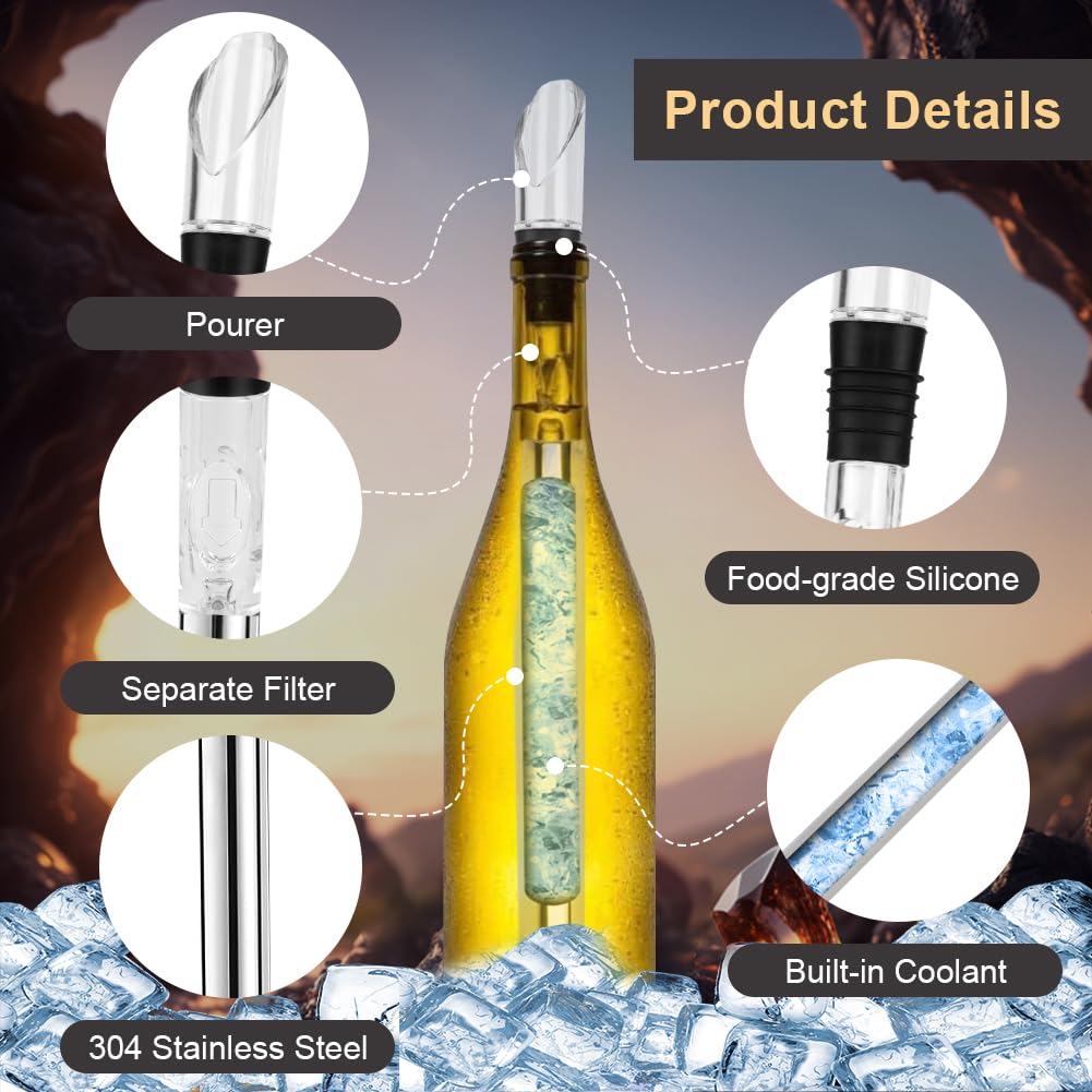 Rafraîchisseur De Vin HOTUT - 2 Bâtons Refroidissants Inox Pour Bouteille, Cadeau œnologie