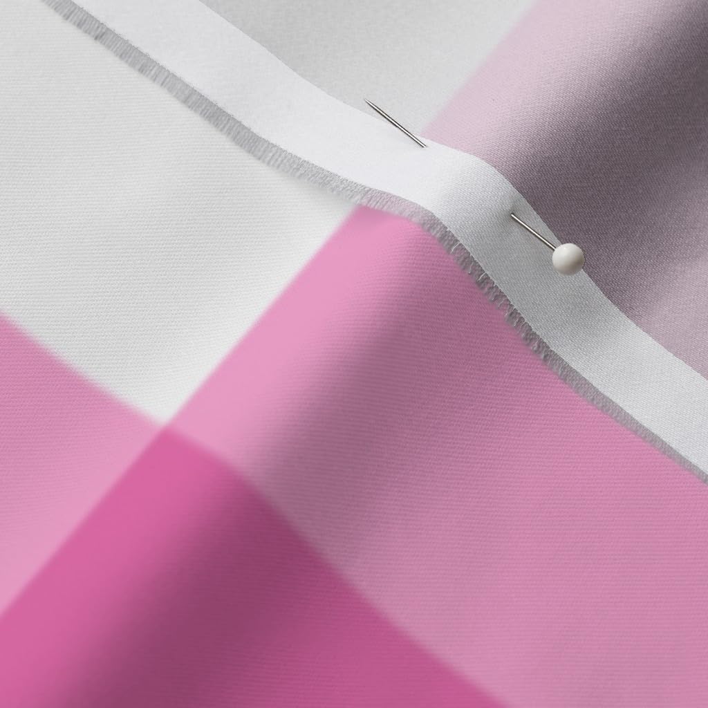 Spoonflower Fabric - Pink Buffalo Plaid White Large Scale Rustic Classic Check Picnic Printed on Organic Cotton Sateen Fabric by The Yard - Sewing Quilting Apparel Home Decor