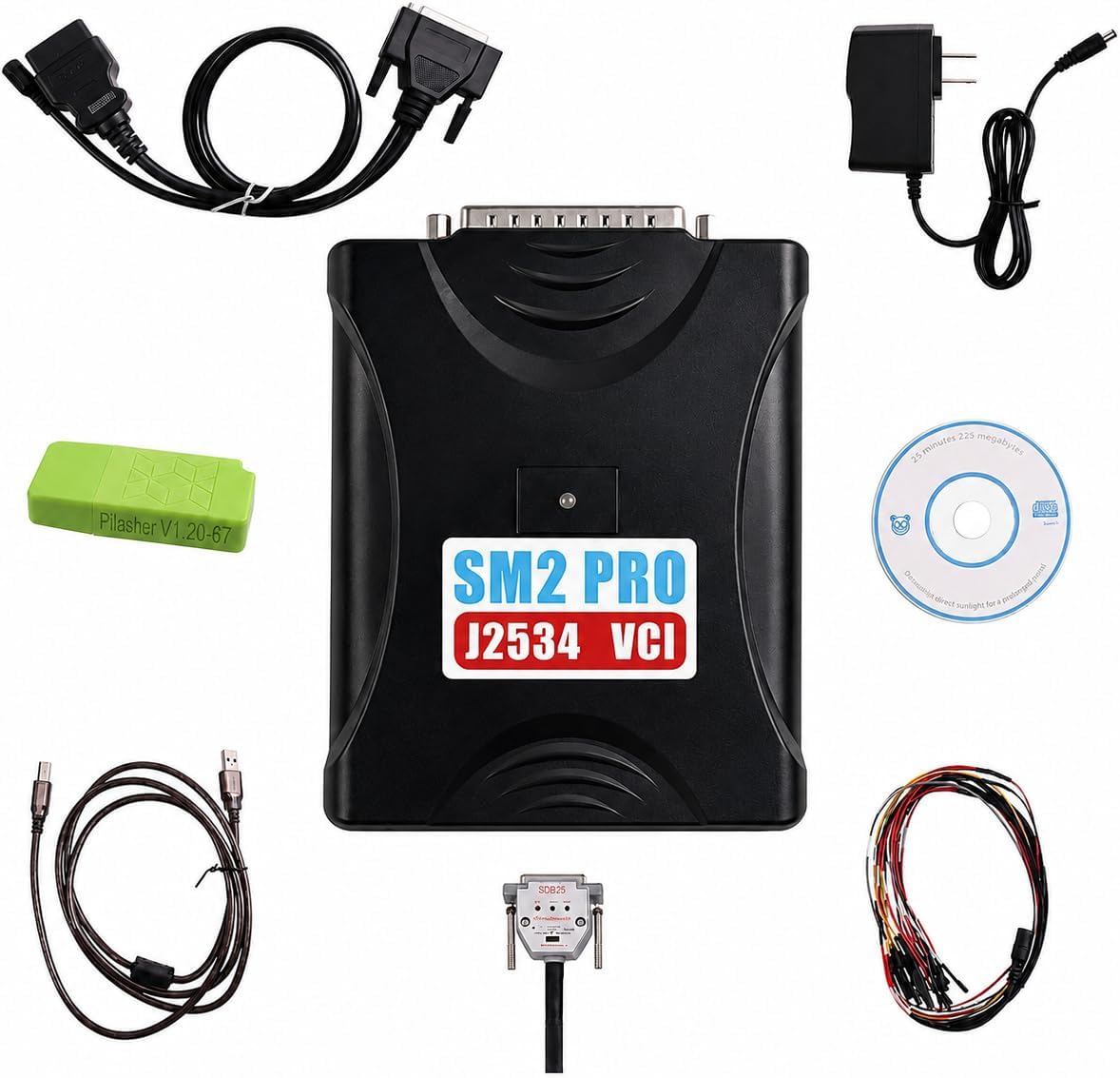 SM2 PRO J2534 ECU Programming Tool, 67-Protocol OBD2 Diagnostic Interface with Bench and Boot Modes, ECU Read/Write Device