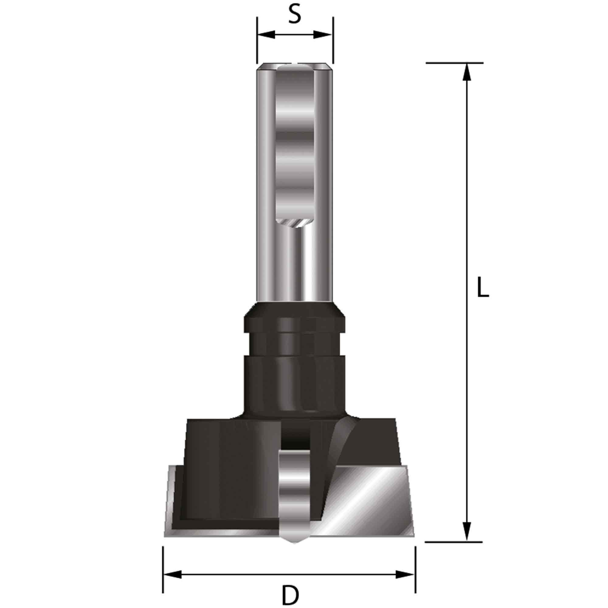 ENT 21274 Wiertlo do glowic cylindrów z powierzchnia mocujaca w wegliku, chwyt (S) 10 mm, srednica (D) 26 mm, L 57 mm, prawe