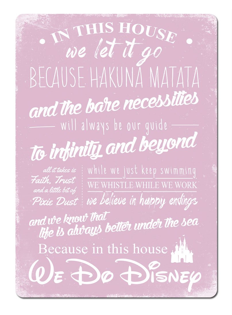 Cirrus Pink D2pn In This House We Do Disney Metal Wall Plaque Decorative Sign