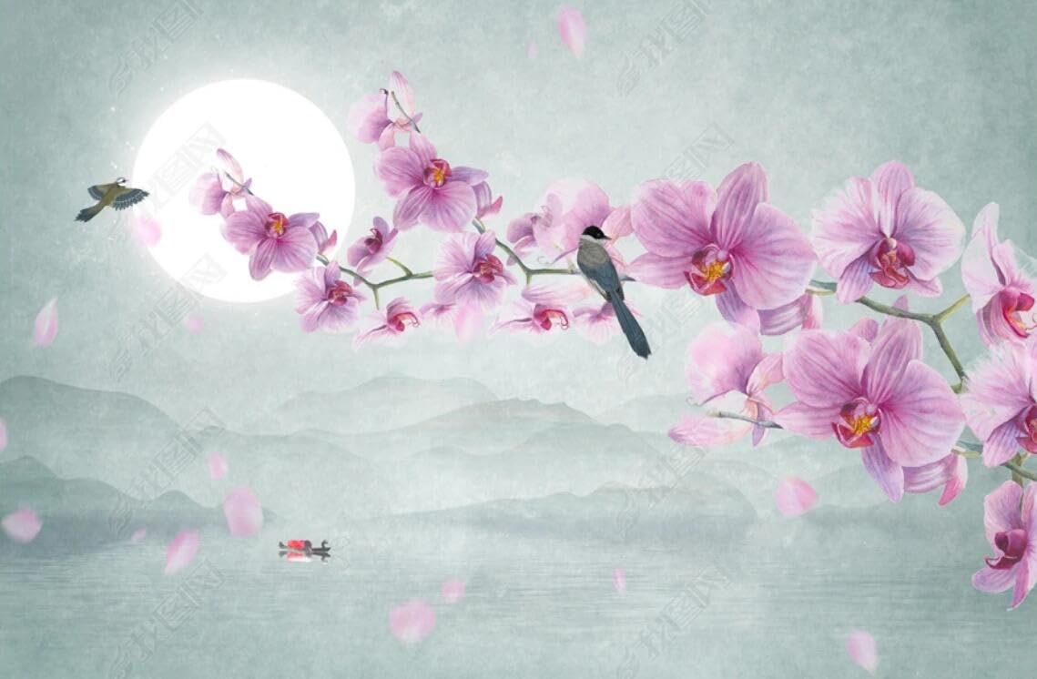 Papier Peint Panoramique Fleurs pour Agrandir une Pièce Tapisserie 3D
