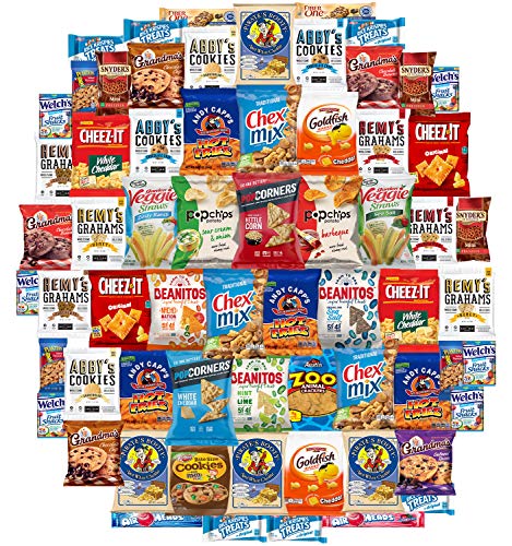 Ultimate Snacks Chips Cookies Candy Variety Assortment Pack Bulk Sampler Care Package by Variety Fun (65 Count)
