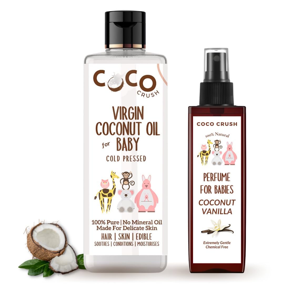 Combo of Virgin Coconut Oil for Babies and Coconut Vanilla Baby Perfume | 100% Pure and Natural | Nourishing Care Bundle for Your Little One (150ML (100ML+50ML))