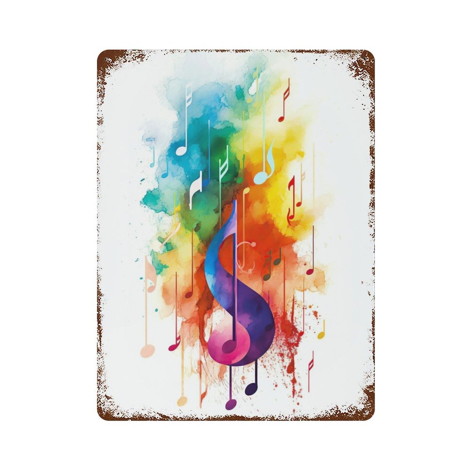 Note Music Aged Metal Wall Plaque 15.7"x11.8", Decorative Metal Wall Art for Garage, Pub Or Kitchen
