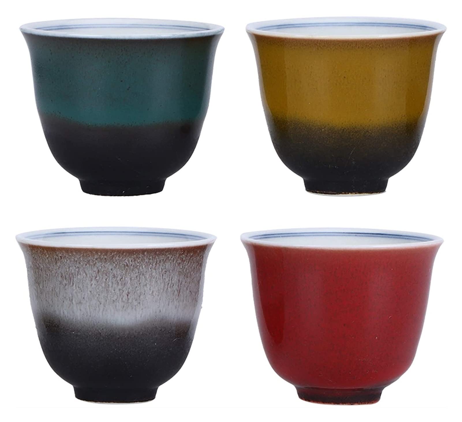 Ensemble de Tasses à saké Ensemble de 4 Tasses à thé en céramique, Ensemble de Tasses à thé Kung Fu Chinois Petites Tasses à thé Tasses à saké en céramique, 80 ML
