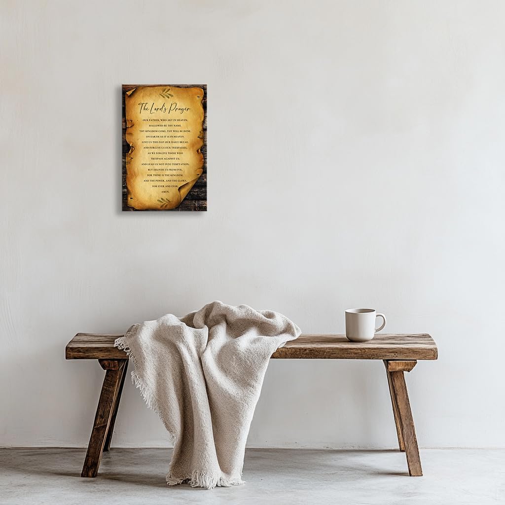 Lords Prayer Wall Art Bible Verse Poster Vintage Framed Quotes Wall Decor Prints Christian Religious Scripture Posters Canvas Wall Hanging Modern Decor 12x18 inches