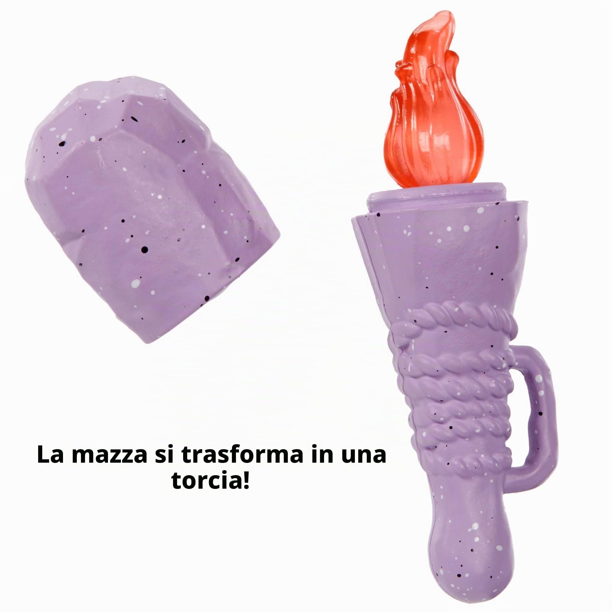 Cave Club Bambola Preistorica Emberly da 25.4 cm, Capelli Rosa, con Dinosauro e Accessori, Giocattolo per Bambini 4+Anni, GNL83
