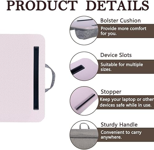 Miniatura 5 de Escritorio portátil para laptop de hasta 16 pulgadas, con ranura para tableta, cojín integrado, ideal para el hogar y la oficina, escritorio de
